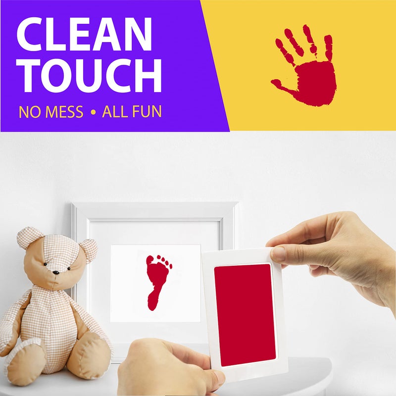 Tiny Gifts Extra Large Clean Touch Ink Pad for Baby Handprints and Footprints - Inkless Infant Hand & Foot Stamp - Safe for Babies, Doesn’t Touch Skin - Perfect Family Memory or Gift by Tiny Gifts, Red - Image 3